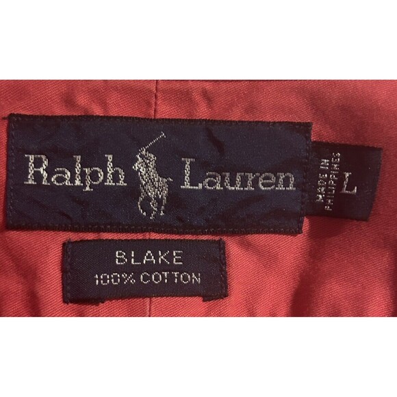 Ralph Lauren Mens Short Sleeve Button Down Blake Size Large 100% Cotton Pinkish - Picture 4 of 8